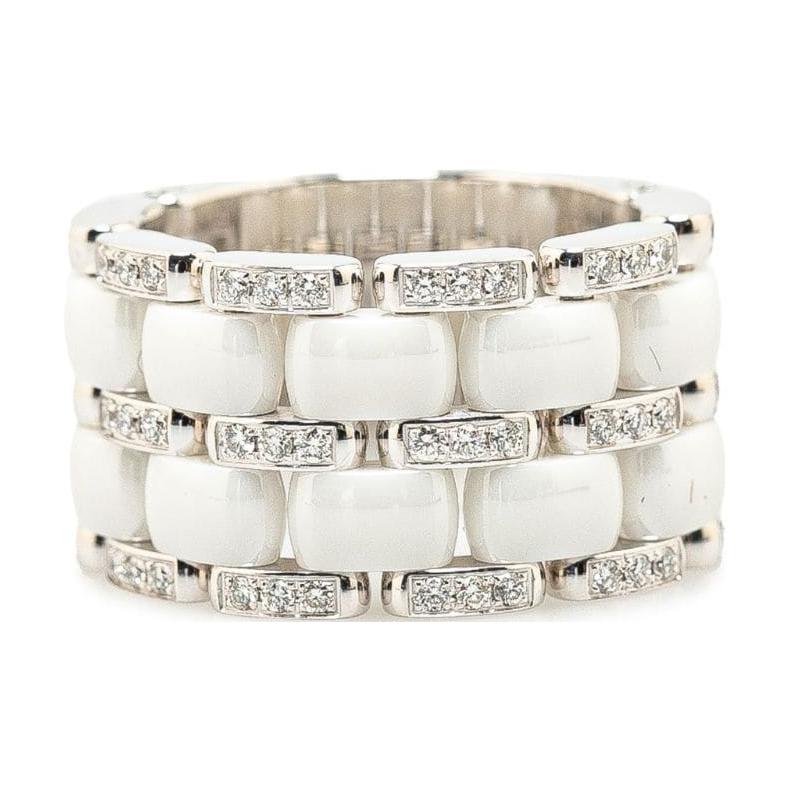 CHANEL 18K White Gold Rings Women's Silver