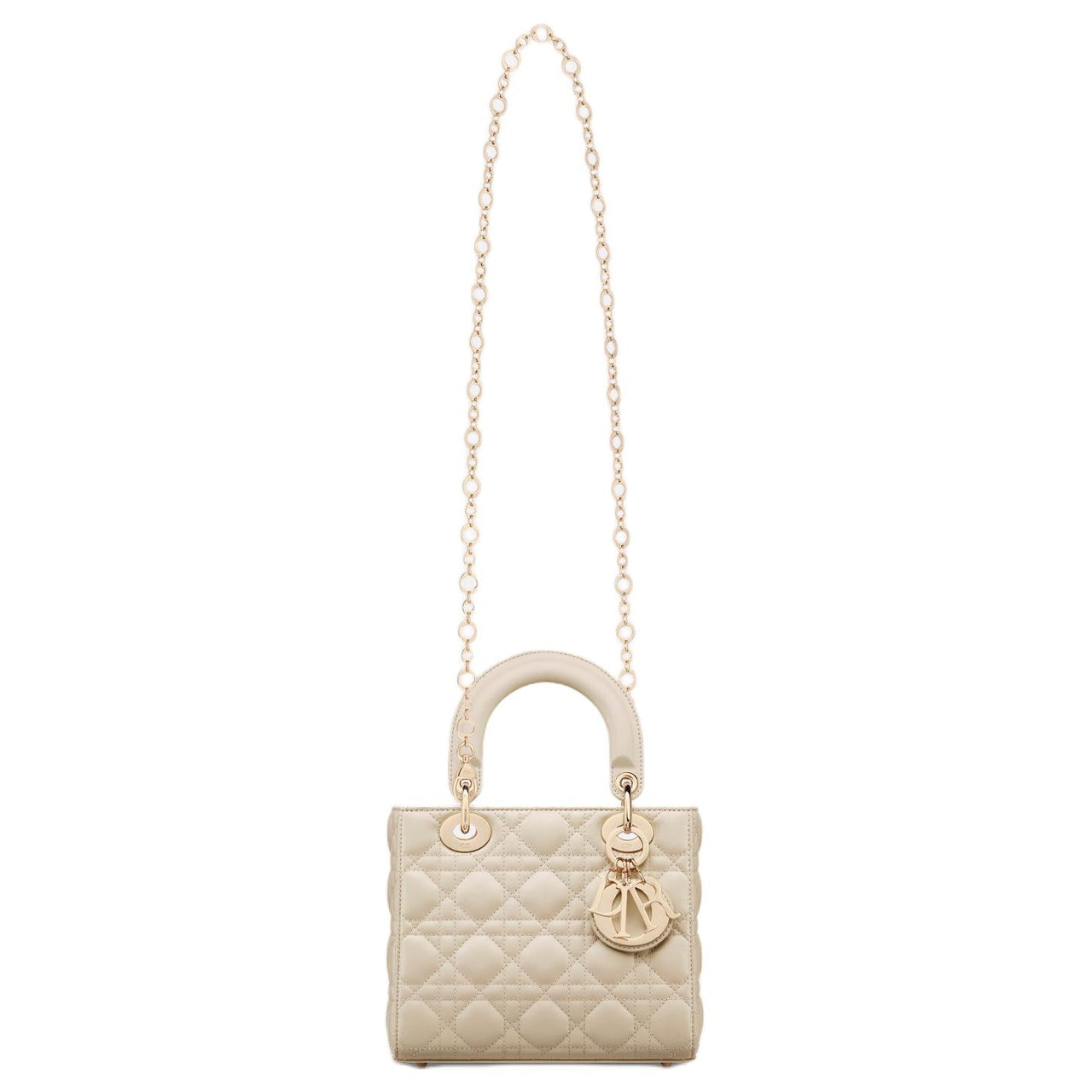 DIOR Lady Dior Sheepskin Shoulder Bag Crossbody Bag Handbags Small Size Women's Ash Ivory
