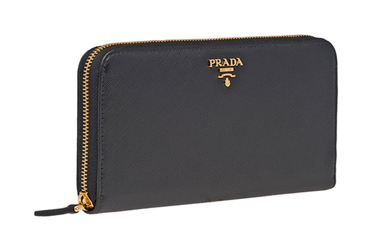 PRADA Cow Leather Wallet Women's Black