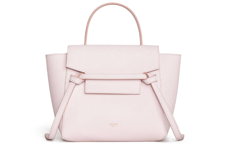 CELINE Belt Grained Calfskin Handbag One Shoulder Crossbody Crossbody Handbag Women's Light Pink