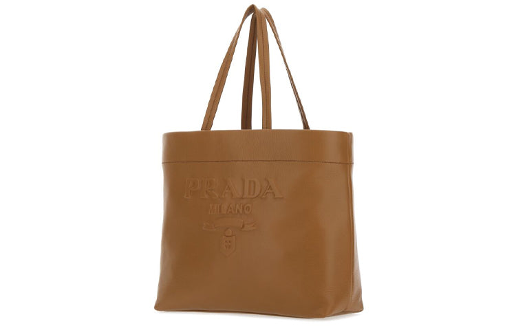 PRADA Deerskin Tote Bag Shopping Bag Handbag Women's Camel