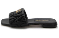 MIU MIU Matelassé Slide Slippers Women's Black