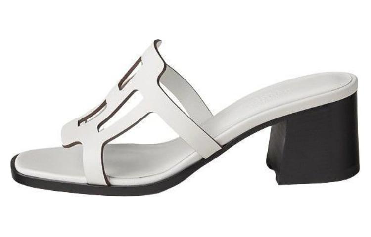 HERMES Abrasion-Resistant Slide Slippers Women's White