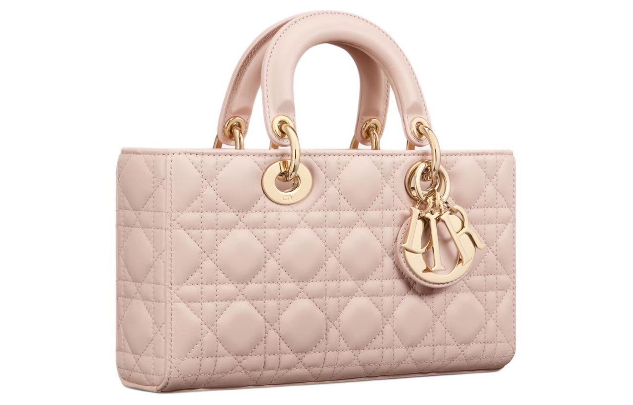 DIOR Lady D-JOY Sheepskin Shoulder Bag Crossbody Bag Handbag Medium Size Women's Rouge Pink