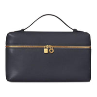 Loro Piana ExtraPocket Calfskin Small Square Makeup Bag Handbag Women's Marine Blue
