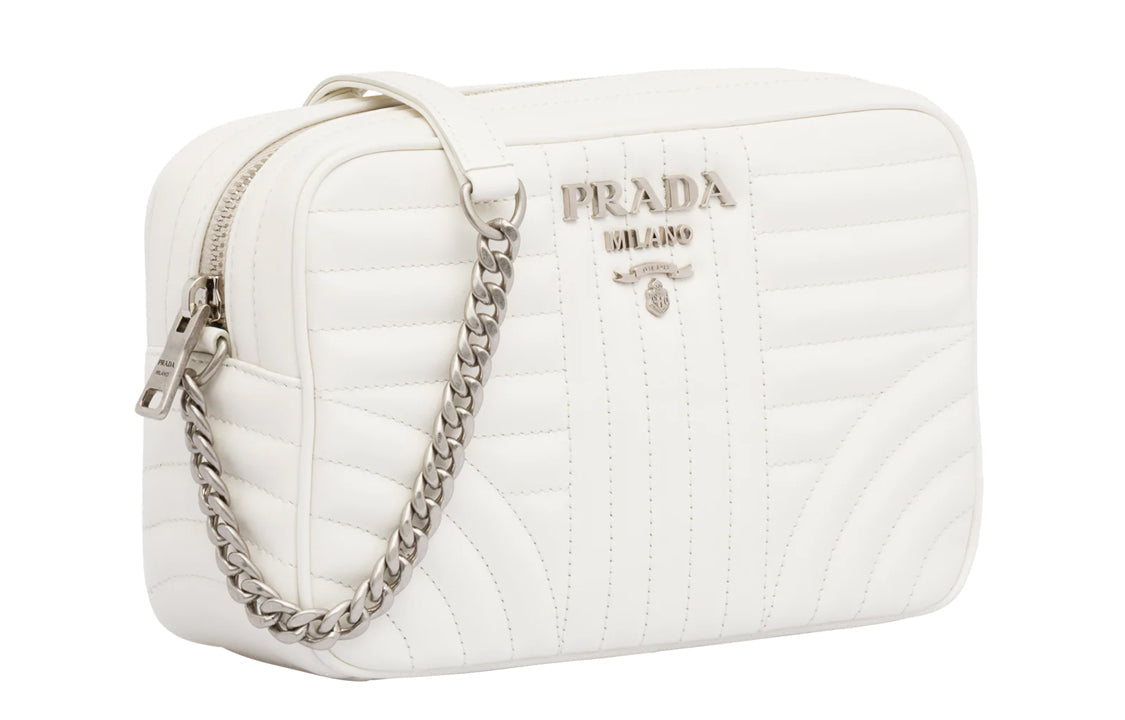 PRADA Cow Leather Crossbody Bag Shoulder Bag Women's White