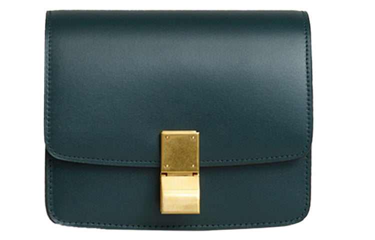CELINE Classic Bo Polished Cow Leather Tofu Bag Block Crossbody Bag Shoulder Bag Women's Amazon Green/Dark Green