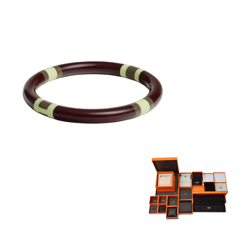 HERMES Artificial Pearl Treasure Bangles Women's Brown