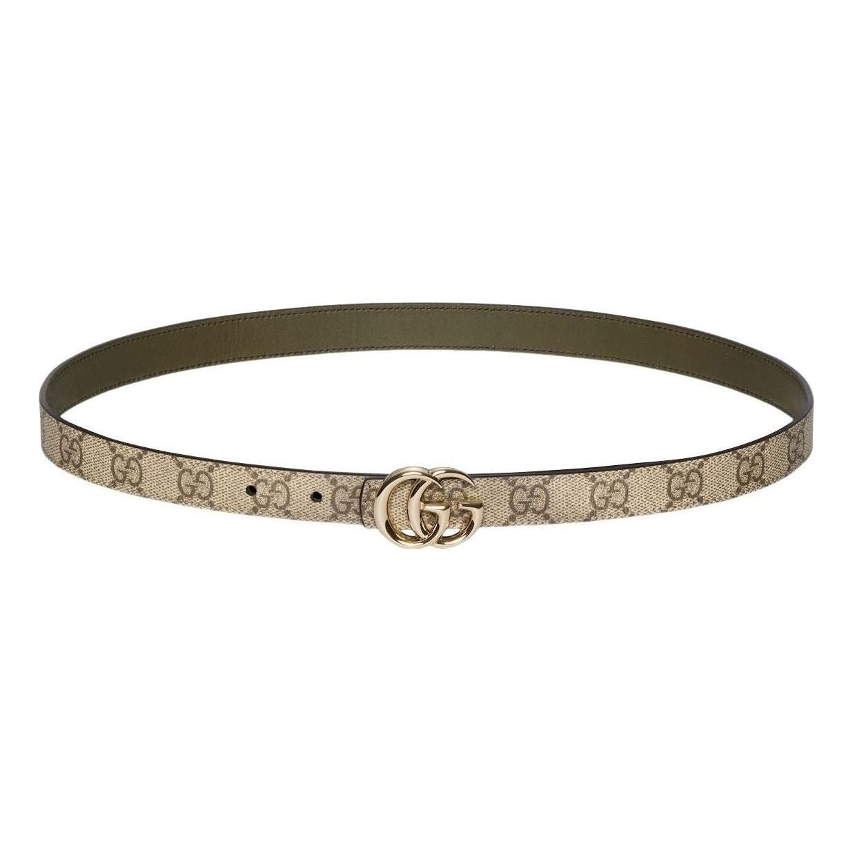 (WMNS) Gucci 26 Reversible GG Marmont Thin Belt 'Beige Khaki' 847132-FAFGJ-9778