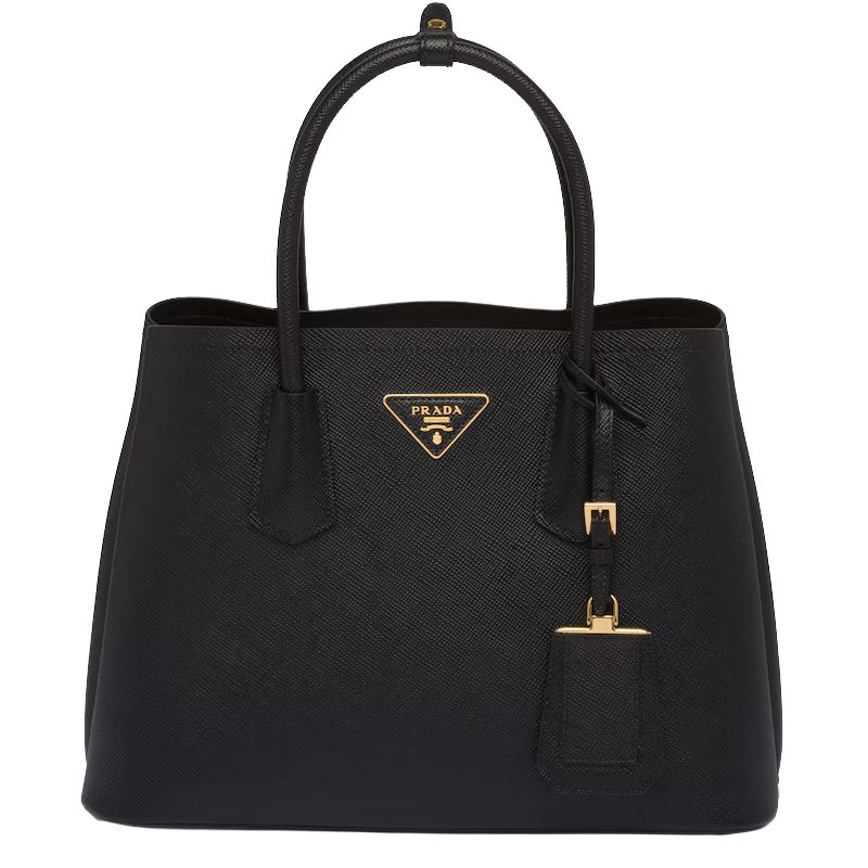 PRADA Double Saffiano Leather Tote Bag, Shopping Bag, Shoulder Bag, Crossbody Bag, Handbag Small Size Women's Black