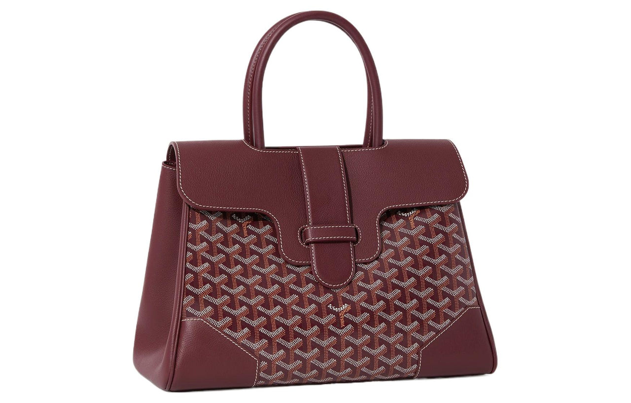 GOYARD Saigon Canvas With Leather Xigong Tote Handbags Shoulder Bags Large Size Unisex Burgundy