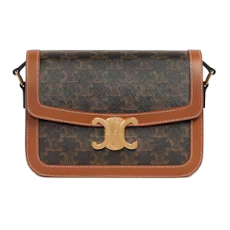 CELINE Cow Leather Shoulder Bag Mini Women's Brown