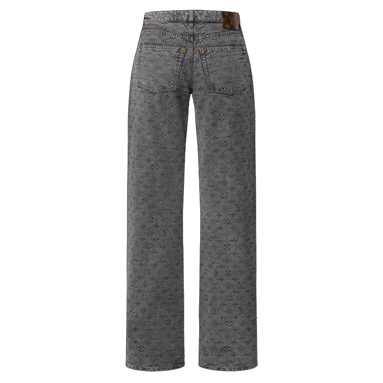 LOUIS VUITTON Vintage-Effect Monogram Flared Jeans