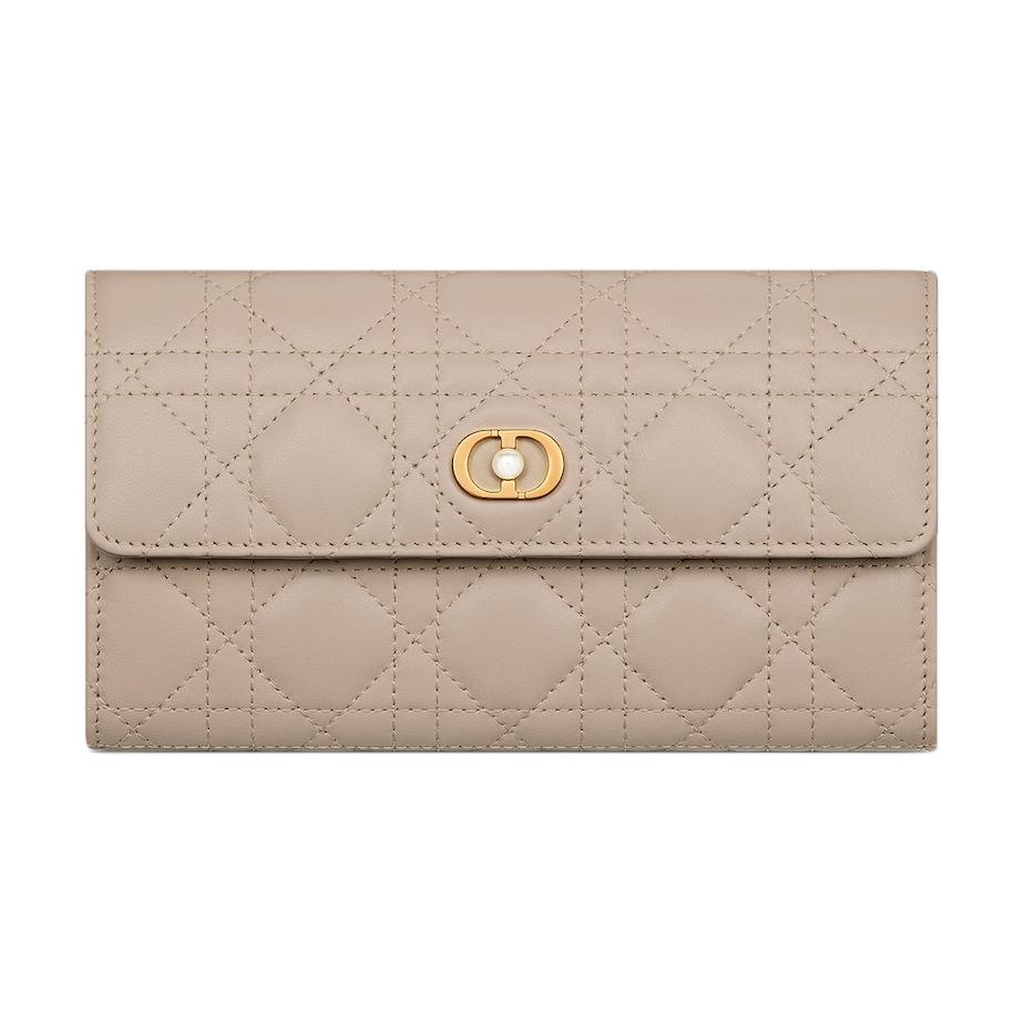 DIOR Wicker Lambskin Wallet Regular Women's Beige