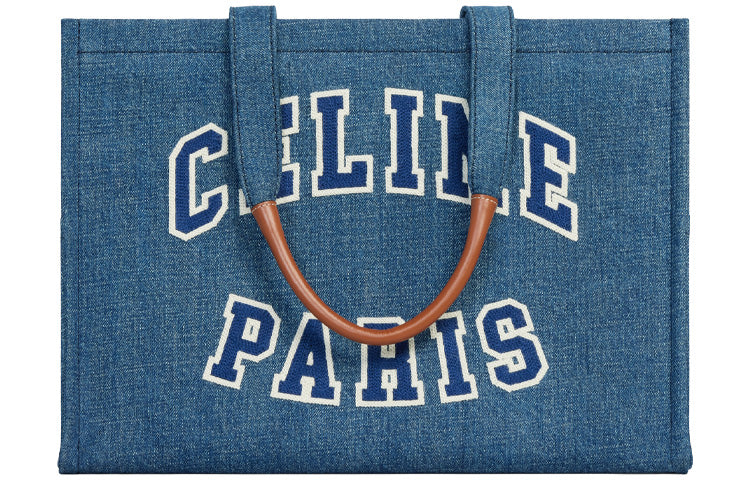 CELINE Denim Tote Bag, Shopping Bag, Shoulder Bag, Handbag Tubas Women's Ocean Blue