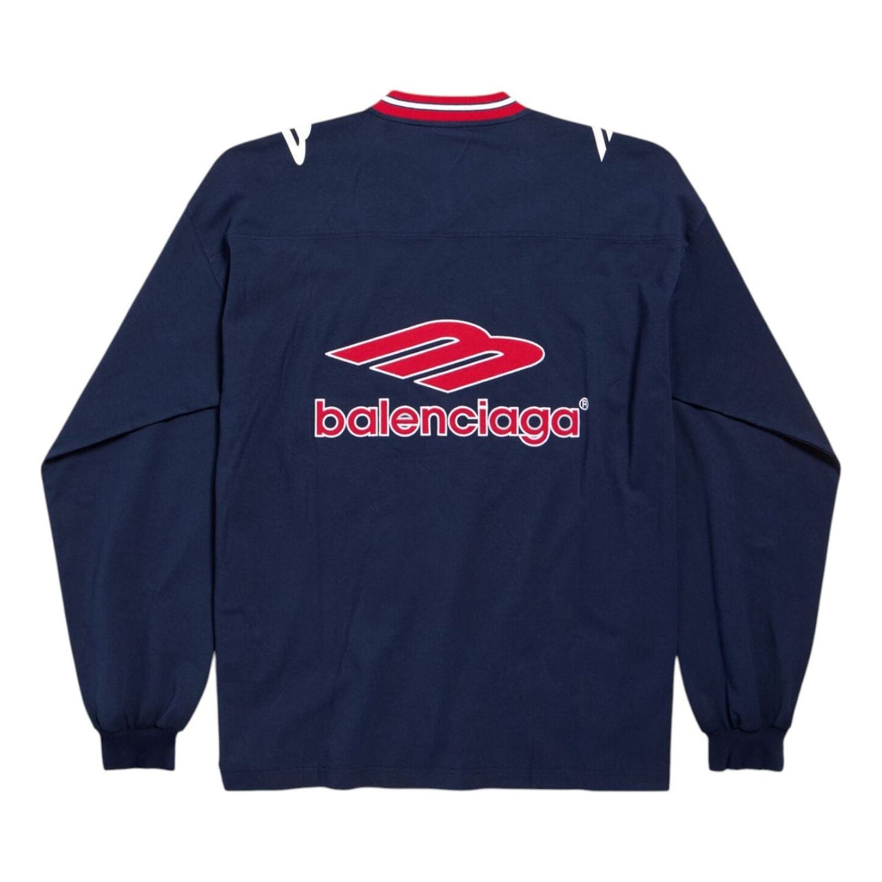 Balenciaga 3B Football Long Sleeve V-neck T-shirt 'Dark Navy Red' 857085TTVQ64030
