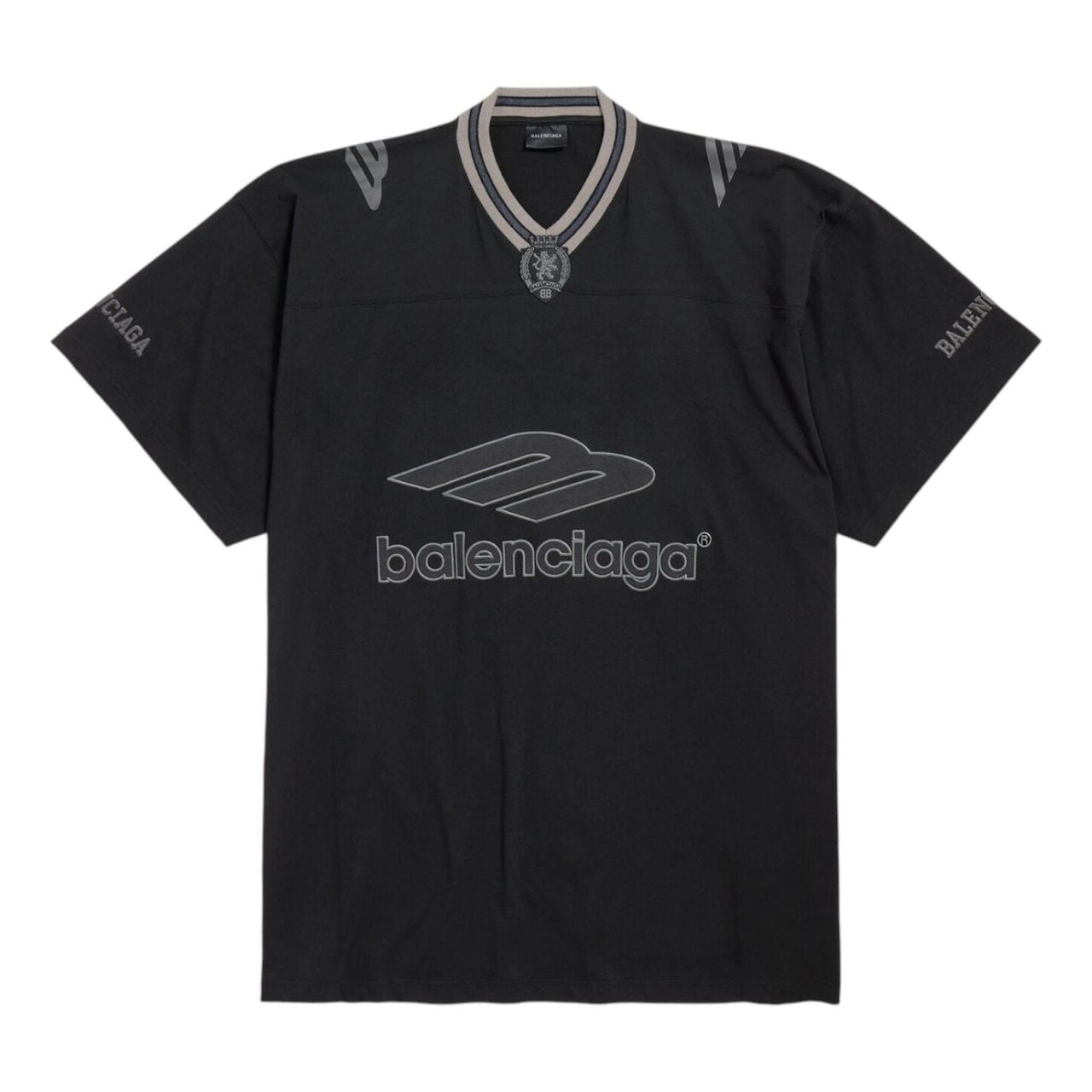 Balenciaga 3B Football V-neck T-shirt Oversized 'Black' 857086TTVQ61066