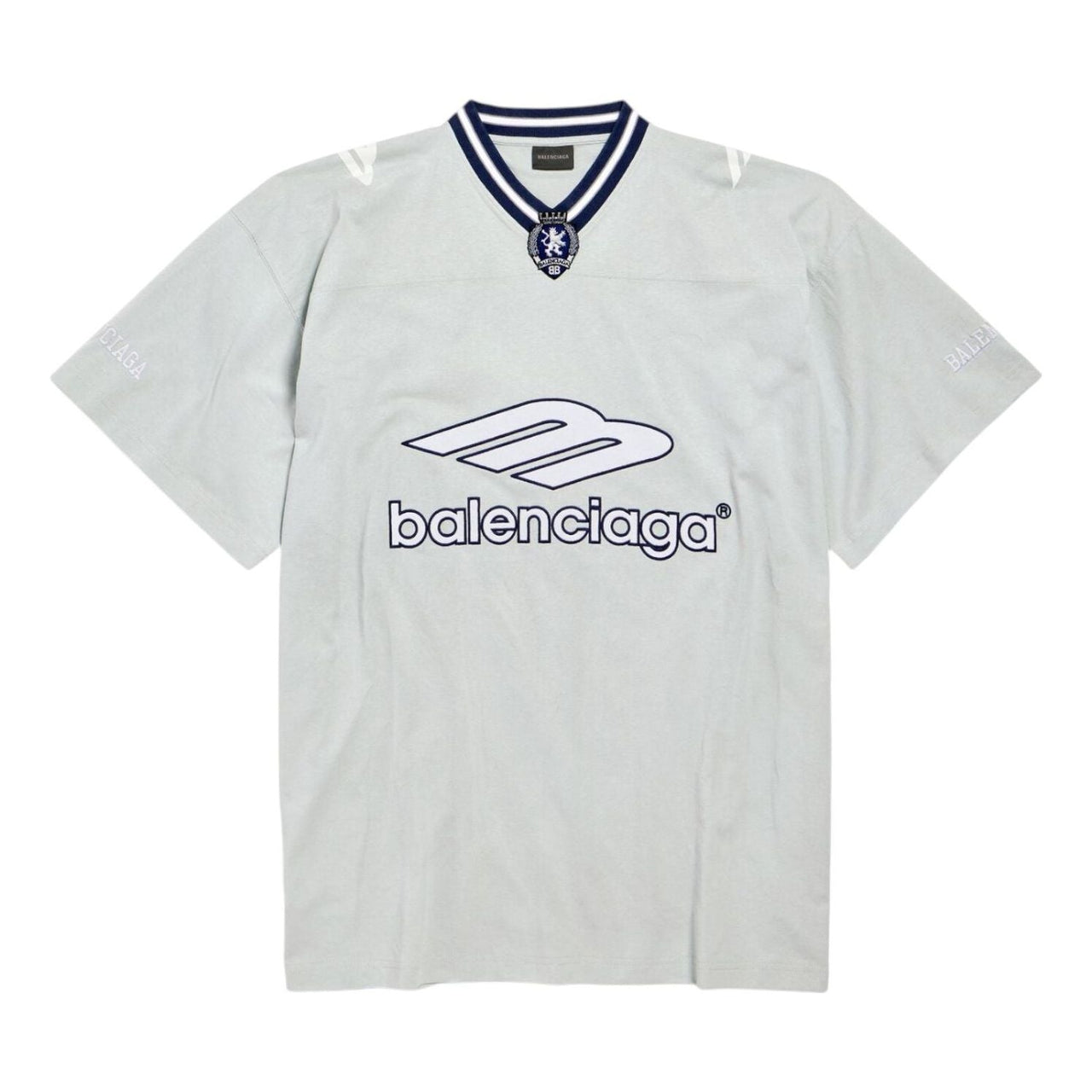 Balenciaga 3B Football V-neck T-shirt Oversized 'New Grey' 857086TTVQ61461