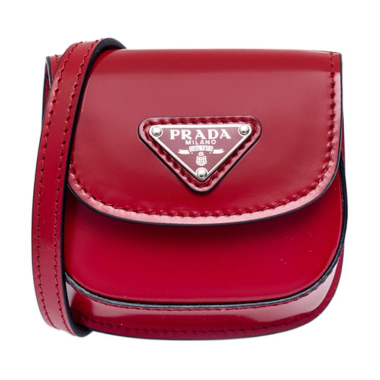 PRADA Cow Leather Earphone Case Women's Red