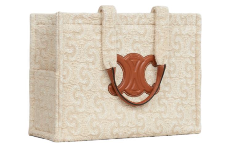CELINE Cabas Thais Fabric Tote Bag, Shopping Bag, Handbag Tubas Women's Natural & Tan