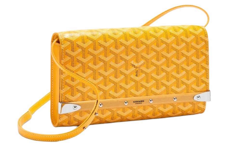 GOYARD MONTE-CARLO Canvas With Calfskin One Shoulder Crossbody Clutches Small Size Unisex Yellow