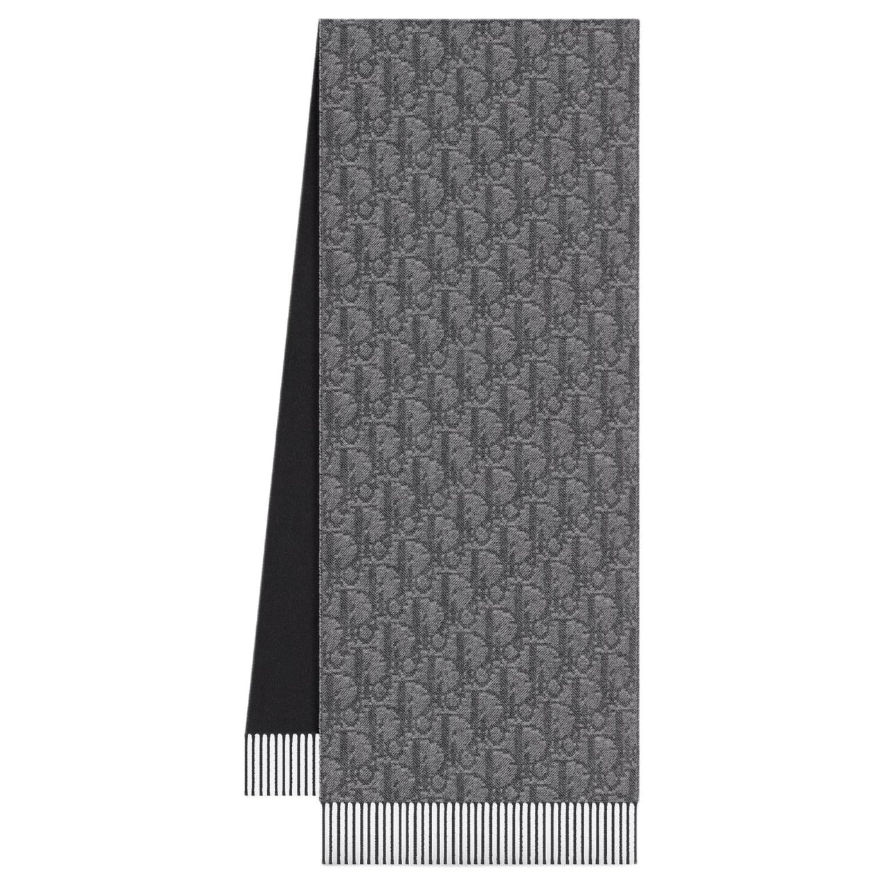 DIOR Cashmere Knit Scarves Unisex Gray/Black