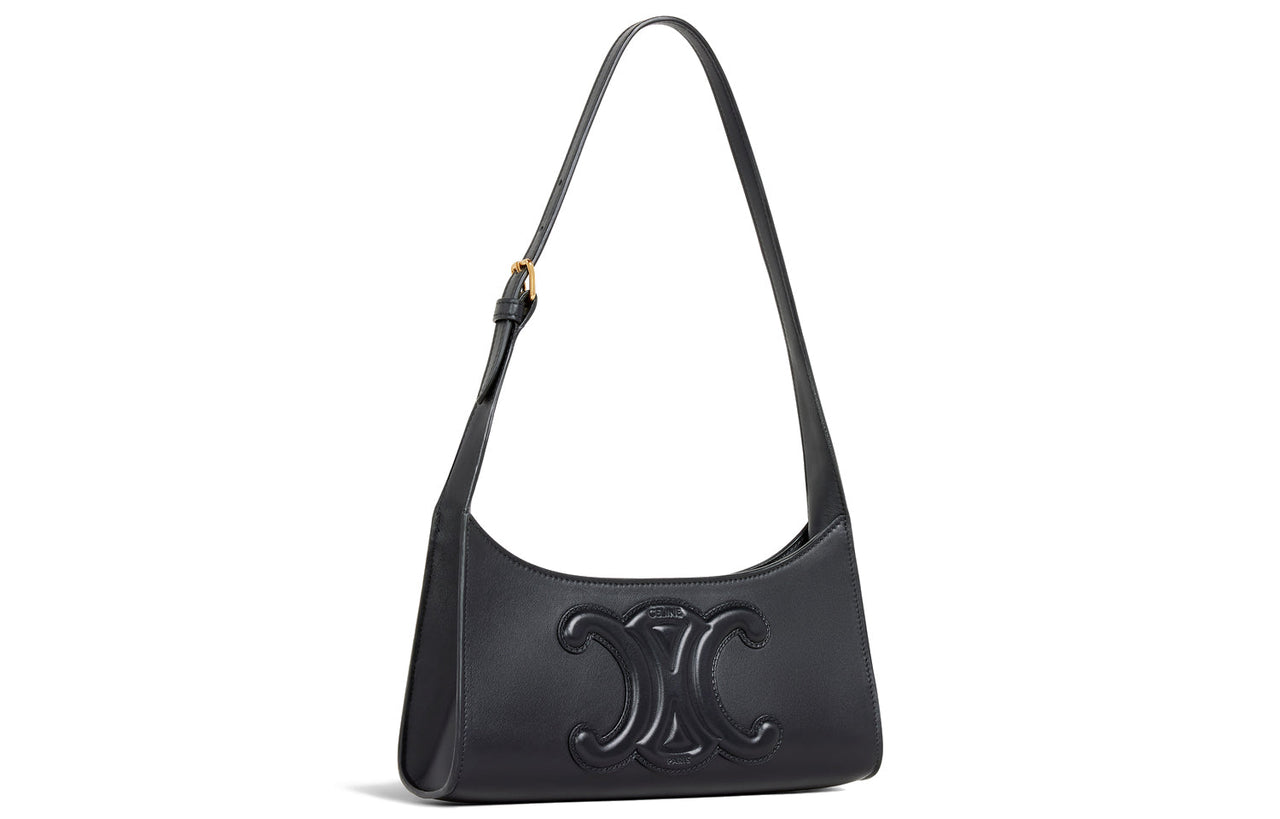 CELINE Cuir Triomphe Smooth Cow Leather Shoulder Bag, Handbag, Shoulder Bag Women's Black