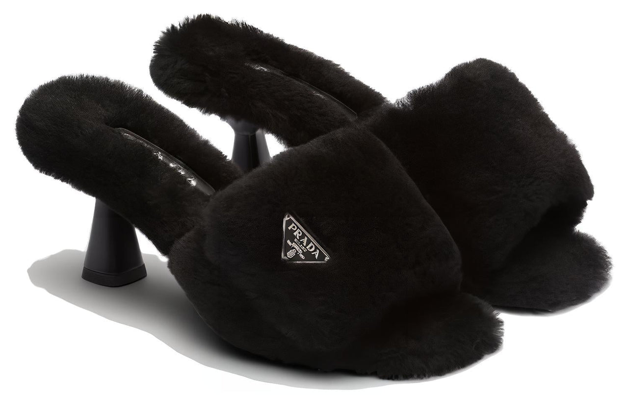 PRADA 65mm Shearling Mules