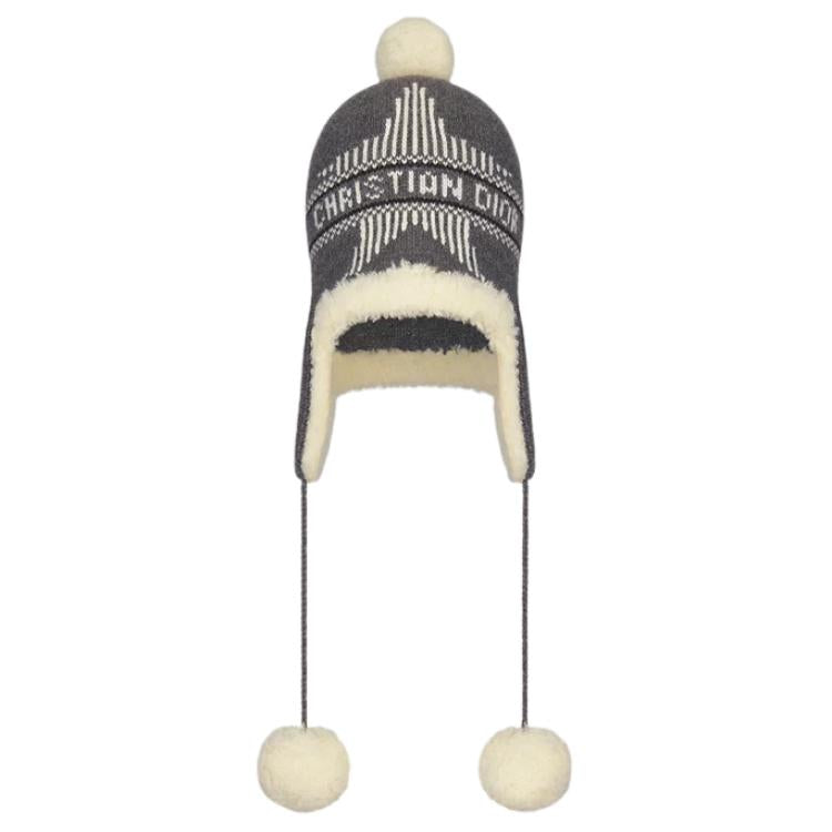 DIOR Sheep Wool Beanies Women's Gray