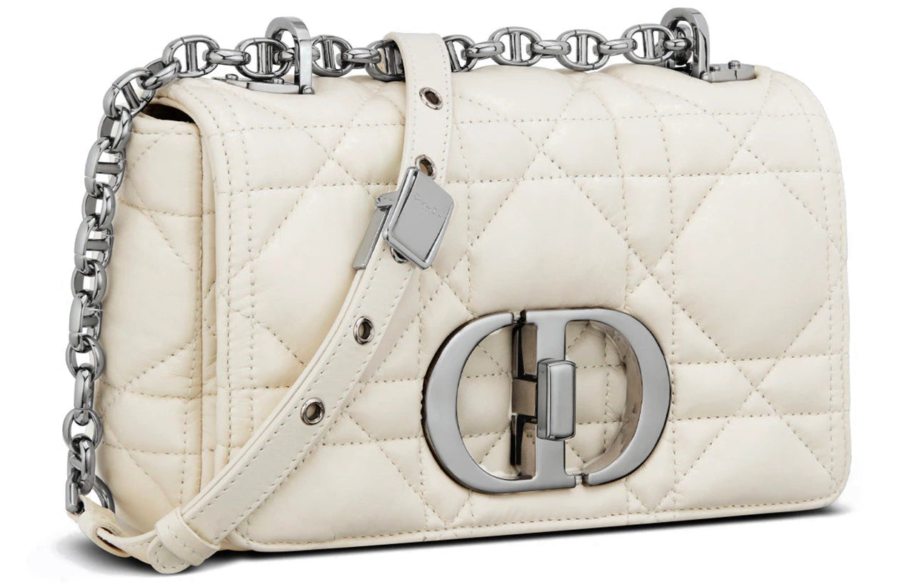 DIOR Caro Leather Shoulder Bag, Crossbody Bag Trumpets Women's Milk White