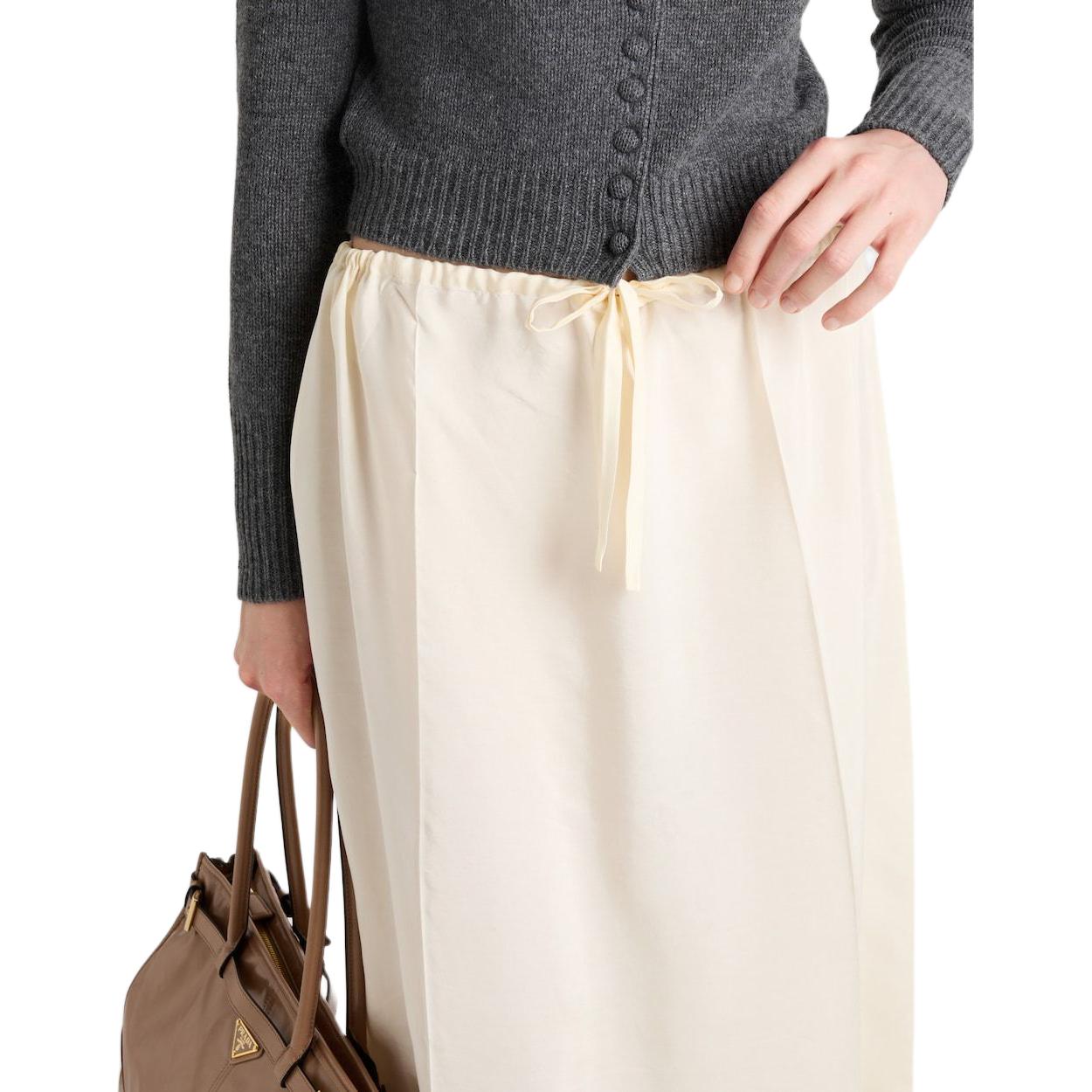 PRADA Drawstring waist Silk Midi Skirt
