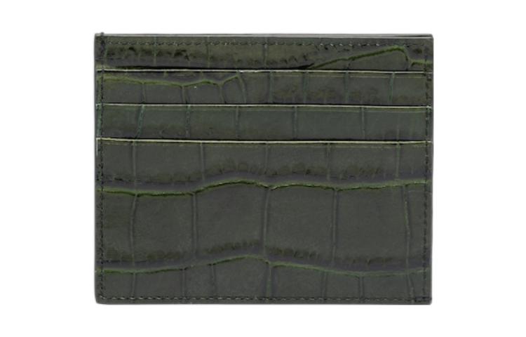 PRADA Crocodile Leather Card Holder Men's Emerald Green