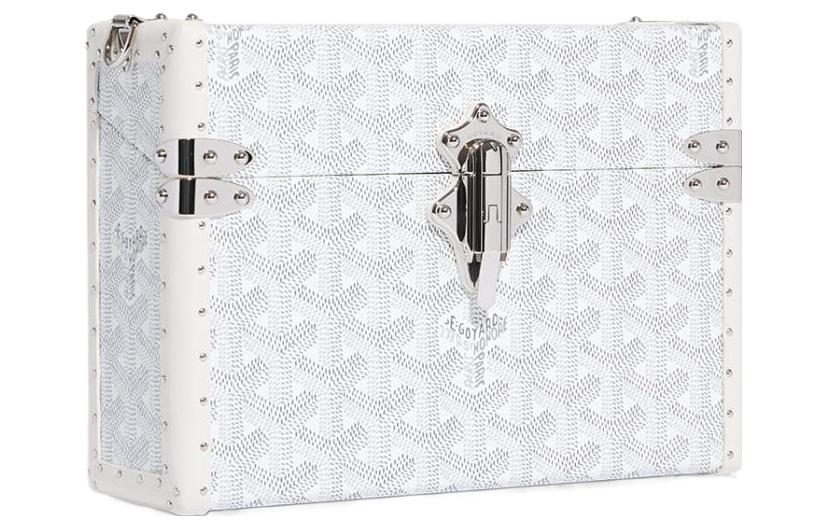 GOYARD Cassette Canvas With Leather Trim TRUNK Hard Case With Crossbody Bag Unisex White