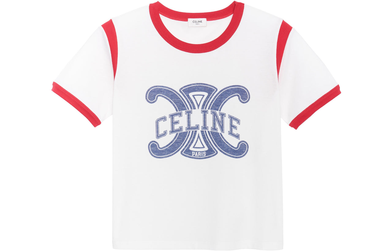 CELINE FW22 Women's Cotton Jersey Triomphe T-Shirt White