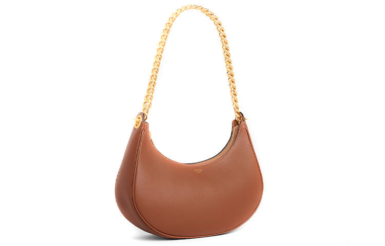 CELINE AVA Smooth Cow Leather Dumplings Dumpling Bag, Shoulder Bag, Handbag Women's Tawny