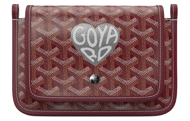 GOYARD Canvas With Leather Envelope Bag Crossbody Bag Shoulder Bag Unisex Burgundy & Silver Small Heart