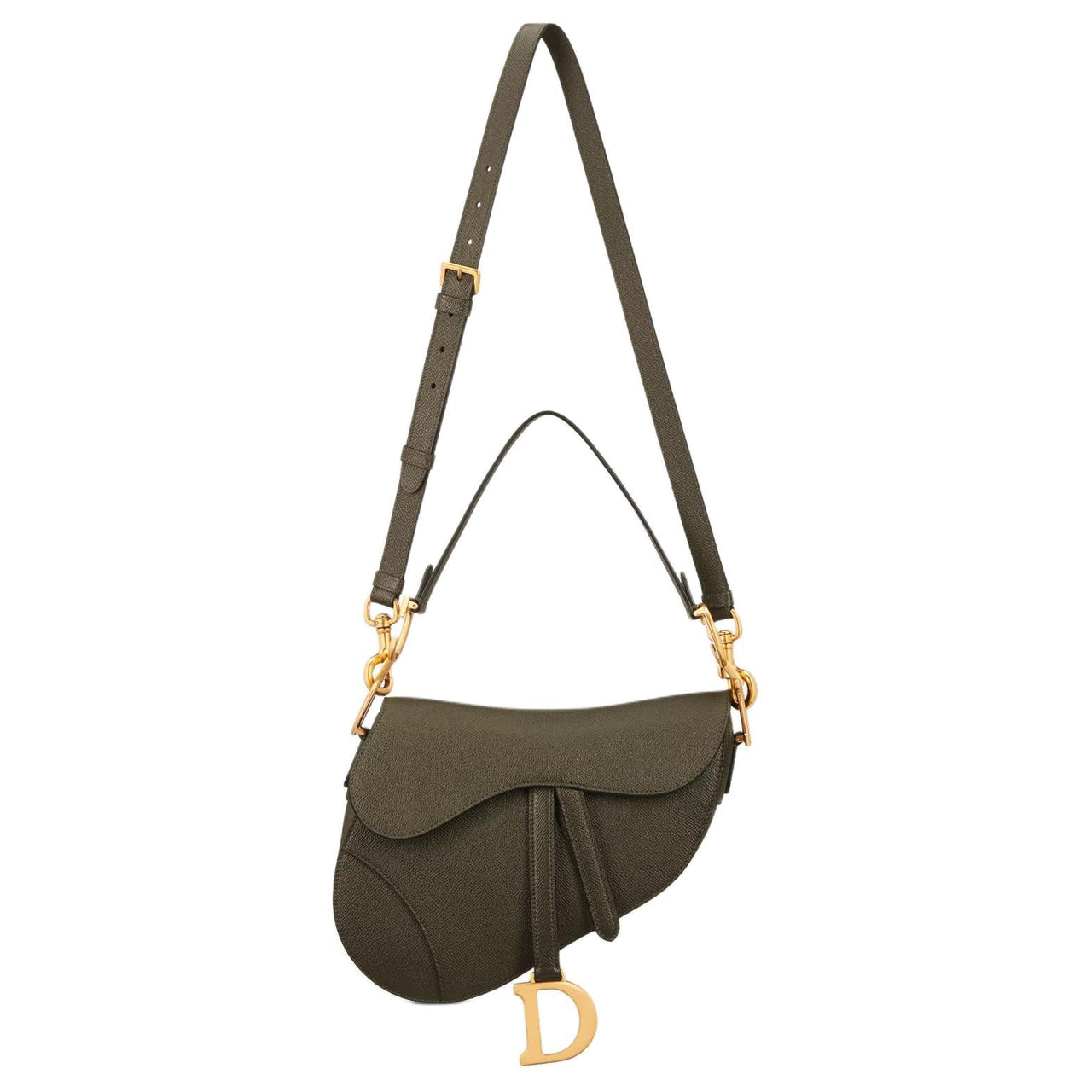 DIOR Saddle Calfskin Saddle Bag, One Shoulder Handbag Women's Khaki
