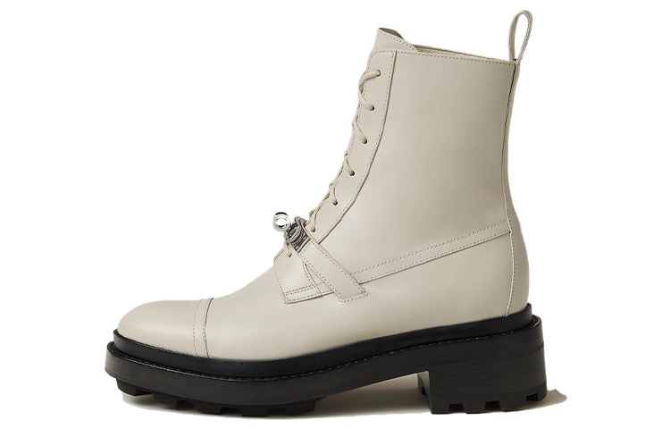 HERMES Funk Ankle Boots Women's Ecru