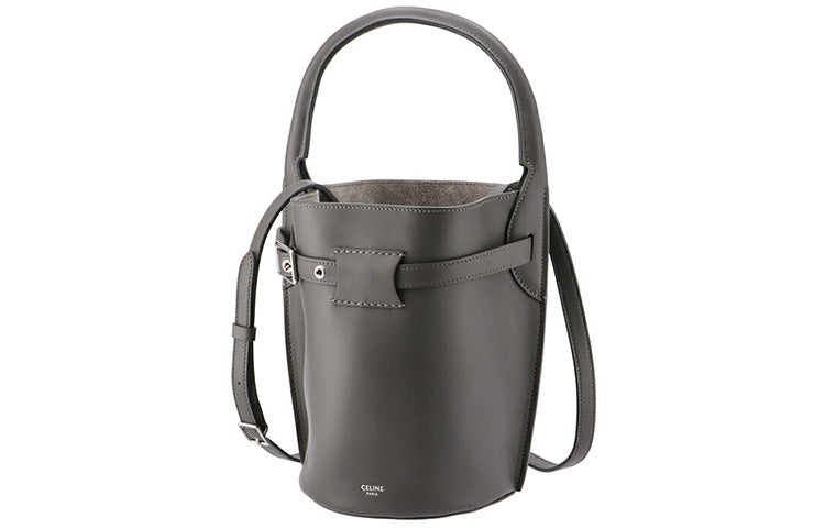 CELINE Cow Leather Bucket Bags Shoulder Bag Crossbody Bag Handbag Women's Gray