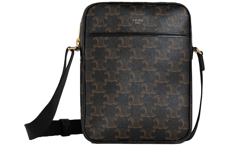 CELINE Cow Leather Messenger Bag Shoulder Bag Unisex Black