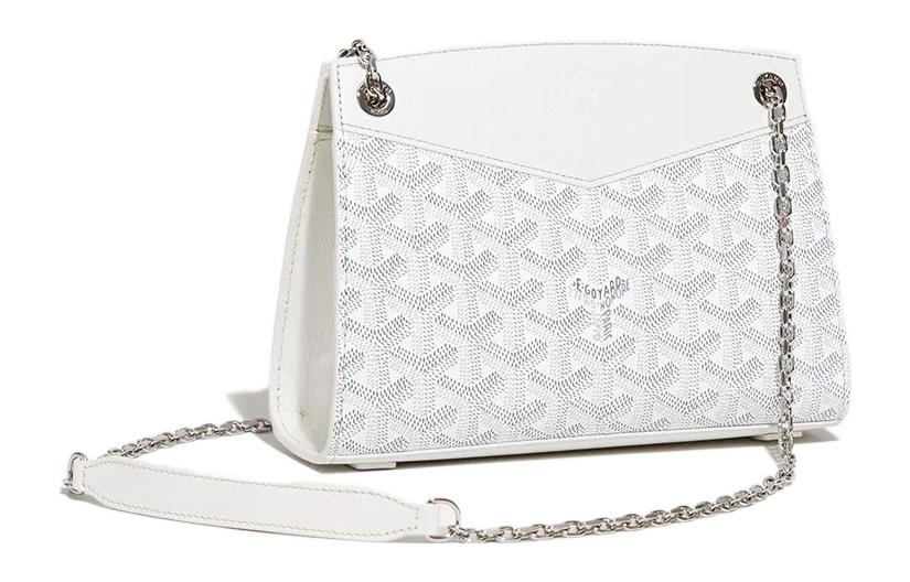 GOYARD Rouette Canvas With Leather Tote Chain Bag Shoulder Bag Women's White