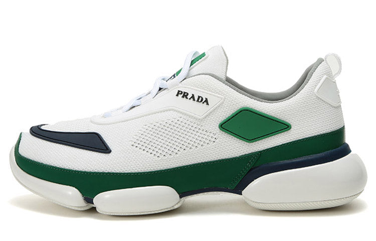 PRADA Cushioning Height Increasing Low-Top Casual Shoes Men's White
