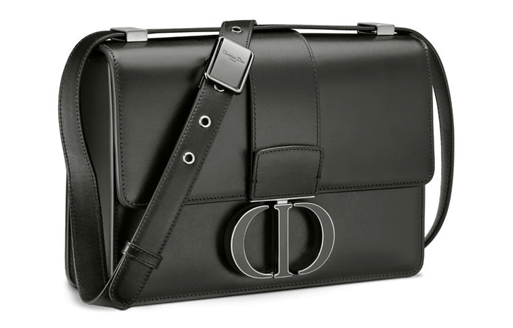 DIOR 30 Montaigne Collection Smooth Cow Leather Box Bag, Shoulder Bag, Crossbody Bag Women's Black