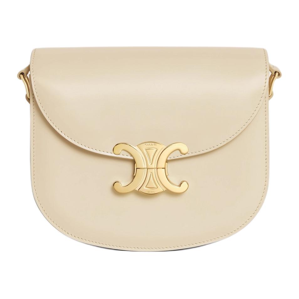 CELINE Besace Calfskin Crossbody Bag Shoulder Bag Women's Beige