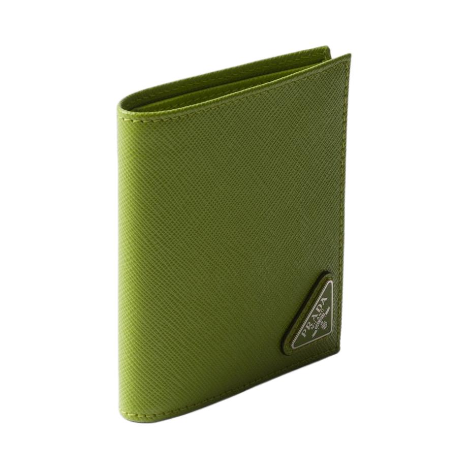 PRADA Cow Leather Wallet Men's Light Green