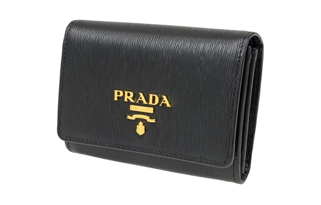 PRADA Cow Leather Wallet Women's Black
