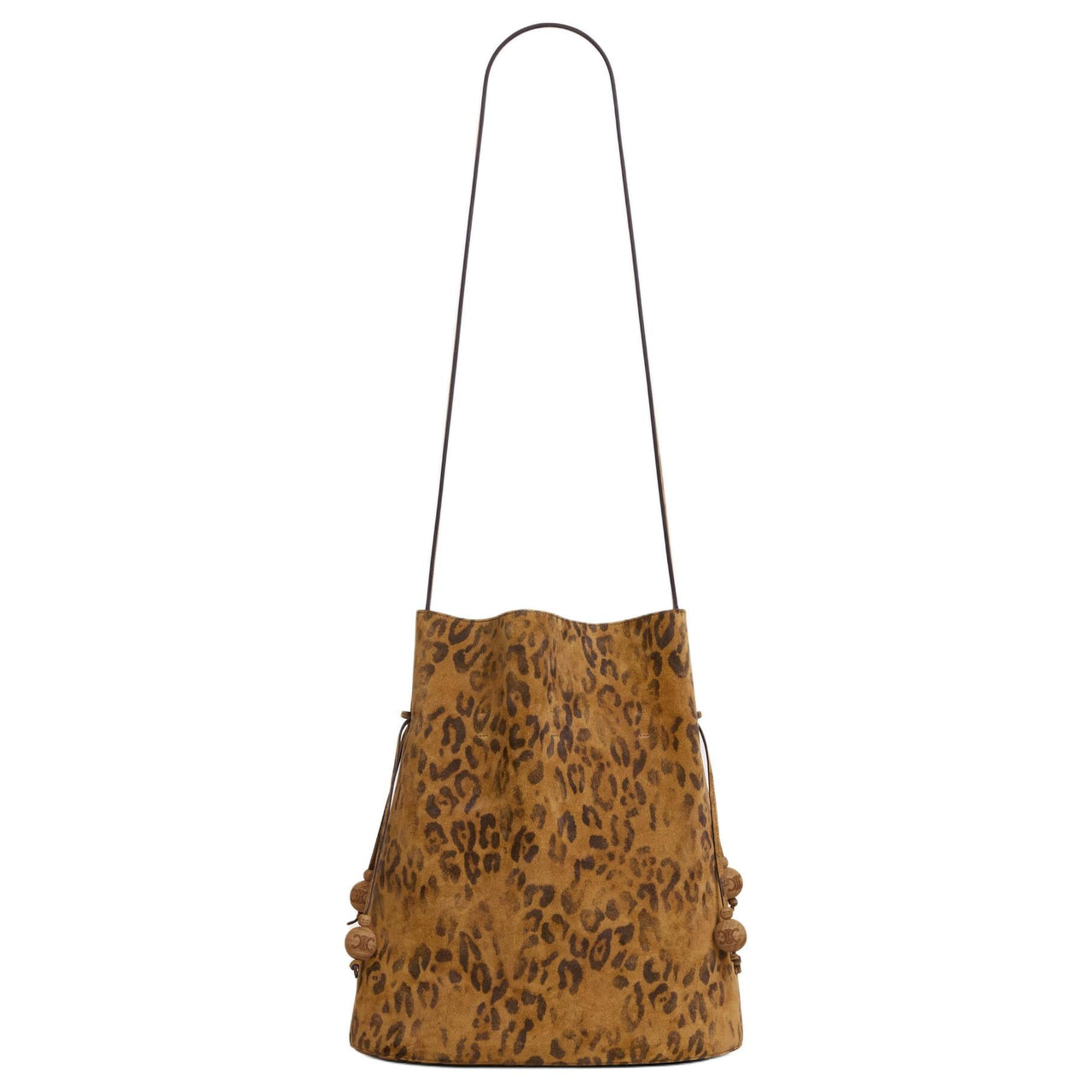 CELINE Calfskin Bucket Bag, Shoulder Bag Medium Size Women's Brown