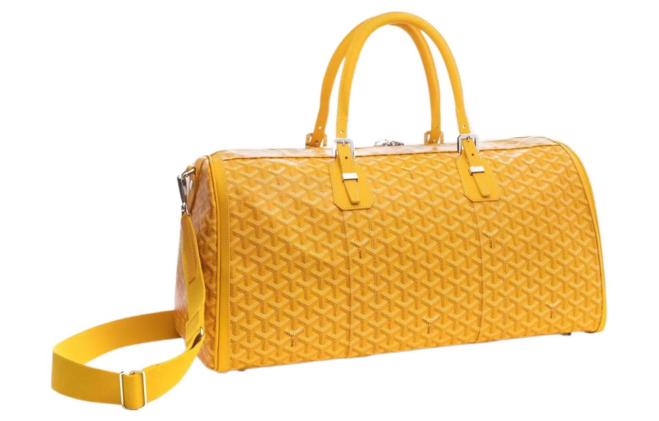 GOYARD Polyester-Cotton Blend With Clamecy Cow Leather Bag Straps Medium Size Unisex Yellow