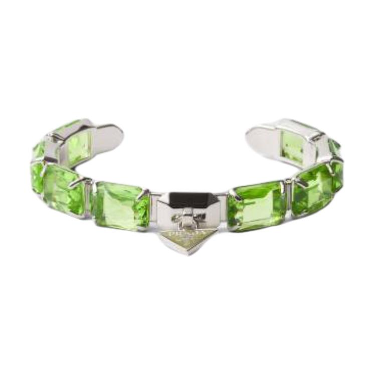 PRADA Enamel Crystal Metal Bracelets Women's Green