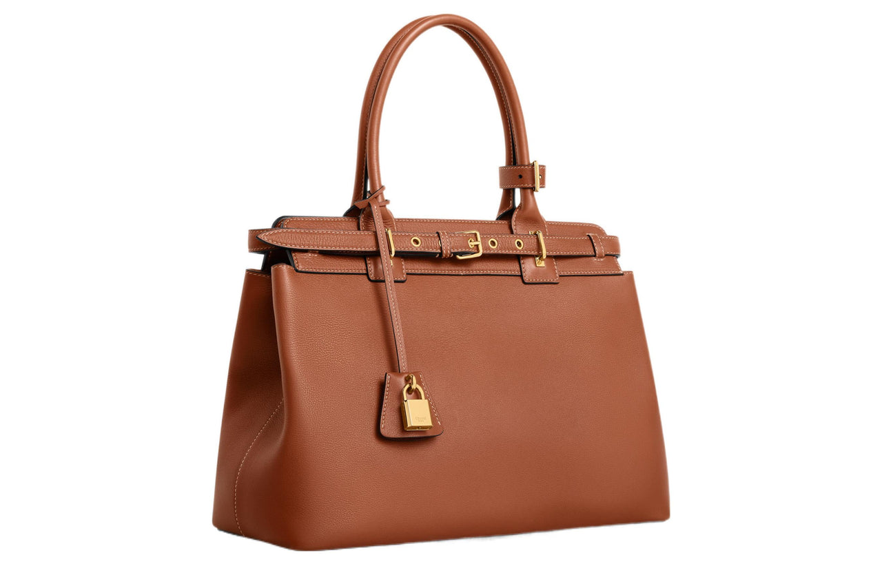CELINE Calfskin Handbag Regular Women's Brown